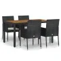 5-teiliges Gartenmöbel-Set mit Kissen synthetisches Rattan schwarz von vidaXL, Gartensets - Ref: Foro24-3185013, Preis: 380,1...