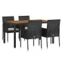 5-teiliges Gartenmöbel-Set mit Kissen synthetisches Rattan schwarz von vidaXL, Gartensets - Ref: Foro24-3185013, Preis: 380,1...