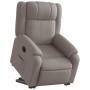 Sillón eléctrico reclinable elevable de tela gris taupe