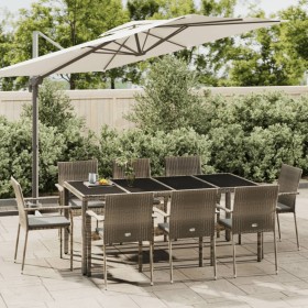 9-teiliges Garten-Esszimmerset und Kissen synthetisches Rattangrau von vidaXL, Gartensets - Ref: Foro24-3184986, Preis: 643,2...