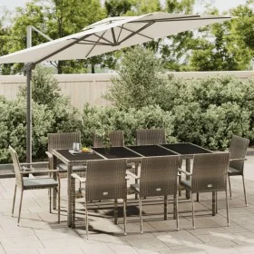 Garden dining set 9 pieces and gray synthetic rattan cushions by vidaXL, Garden sets - Ref: Foro24-3184986, Price: 628,97 €, ...