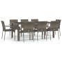 9-teiliges Garten-Esszimmerset und Kissen synthetisches Rattangrau von vidaXL, Gartensets - Ref: Foro24-3184986, Preis: 643,2...