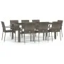 Garden dining set 9 pieces and gray synthetic rattan cushions by vidaXL, Garden sets - Ref: Foro24-3184986, Price: 628,97 €, ...
