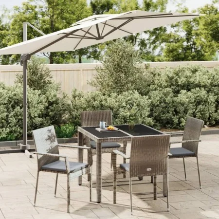 5-piece garden dining set with gray synthetic rattan cushions by vidaXL, Garden sets - Ref: Foro24-3184982, Price: 323,35 €, ...