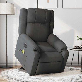 Sillón de masaje eléctrico reclinable elevable tela gris oscuro Sillón de masaje eléctrico reclinable elevable tela gris oscuro