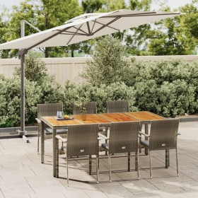 Set comedor jardín 7 pzas y cojines ratán sintético gris de vidaXL, Conjuntos de jardín - Ref: Foro24-3184997, Precio: 531,88...