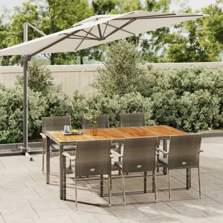 Garden dining set 7 pieces and gray synthetic rattan cushions by vidaXL, Garden sets - Ref: Foro24-3184997, Price: 530,63 €, ...