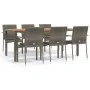 Garden dining set 7 pieces and gray synthetic rattan cushions by vidaXL, Garden sets - Ref: Foro24-3184997, Price: 530,63 €, ...