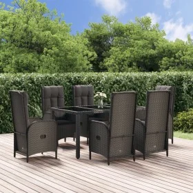Garden dining set 7 pieces and black gray synthetic rattan cushions by vidaXL, Garden sets - Ref: Foro24-3185056, Price: 1,00...