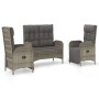3-piece garden dining set with gray synthetic rattan cushions by vidaXL, Garden sets - Ref: Foro24-3185092, Price: 397,55 €, ...