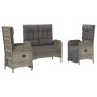 3-piece garden dining set with gray synthetic rattan cushions by vidaXL, Garden sets - Ref: Foro24-3185092, Price: 397,55 €, ...