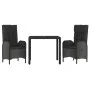 Set comedor de jardín 3 pzas con cojines ratán sintético negro de vidaXL, Conjuntos de jardín - Ref: Foro24-3185053, Precio: ...