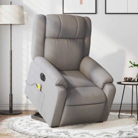Sillón de masaje eléctrico reclinable elevable tela taupé Sillón de masaje eléctrico reclinable elevable tela taupé