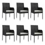 Set de comedor de jardín 7 pzas y cojines ratán sintético negro de vidaXL, Conjuntos de jardín - Ref: Foro24-3185015, Precio:...