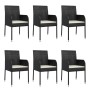 Set de comedor de jardín 7 pzas y cojines ratán sintético negro de vidaXL, Conjuntos de jardín - Ref: Foro24-3185015, Precio:...