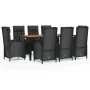 9-teiliges Garten-Esszimmerset und Kissen synthetisches Rattan schwarz von vidaXL, Gartensets - Ref: Foro24-3185079, Preis: 1...