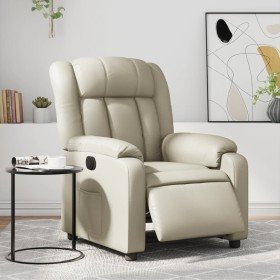Sillón reclinable eléctrico de cuero sintético crema Sillón reclinable eléctrico de cuero sintético crema
