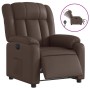 Sillón reclinable eléctrico de cuero sintético marrón