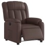 Sillón reclinable eléctrico de cuero sintético marrón