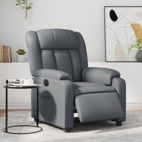 Sillón reclinable eléctrico de cuero sintético gris Sillón reclinable eléctrico de cuero sintético gris