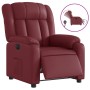 Sillón reclinable eléctrico de cuero sintético rojo tinto