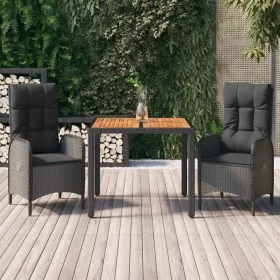3-piece garden dining set with black synthetic rattan cushions by vidaXL, Garden sets - Ref: Foro24-3185068, Price: 427,52 €,...