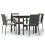 5-teiliges Gartenmöbel-Set mit schwarzen synthetischen Rattankissen von vidaXL, Gartensets - Ref: Foro24-3157952, Preis: 359,...