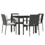 5-teiliges Gartenmöbel-Set mit schwarzen synthetischen Rattankissen von vidaXL, Gartensets - Ref: Foro24-3157952, Preis: 389,...