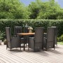 Set de comedor de jardín 7 pzas y cojines ratán sintético negro