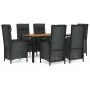 7-teiliges Garten-Essset und schwarze Kissen aus synthetischem Rattan von vidaXL, Gartensets - Ref: Foro24-3185071, Preis: 96...