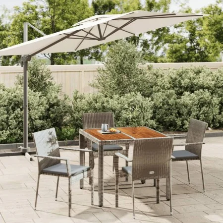5-piece garden dining set with gray synthetic rattan cushions by vidaXL, Garden sets - Ref: Foro24-3184994, Price: 347,39 €, ...
