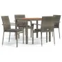 5-piece garden dining set with gray synthetic rattan cushions by vidaXL, Garden sets - Ref: Foro24-3184994, Price: 347,39 €, ...