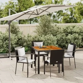 5-teiliges Gartenmöbel-Set mit schwarzen synthetischen Rattankissen von vidaXL, Gartensets - Ref: Foro24-3184988, Preis: 403,...