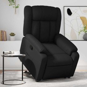 Sillón reclinable elevable cuero artificial negro Sillón reclinable elevable cuero artificial negro