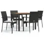 5-teiliges Gartenmöbel-Set mit schwarzen synthetischen Rattankissen von vidaXL, Gartensets - Ref: Foro24-3184988, Preis: 403,...