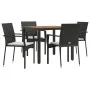 5-teiliges Gartenmöbel-Set mit schwarzen synthetischen Rattankissen von vidaXL, Gartensets - Ref: Foro24-3184988, Preis: 403,...