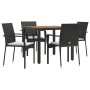 5-teiliges Gartenmöbel-Set mit schwarzen synthetischen Rattankissen von vidaXL, Gartensets - Ref: Foro24-3184988, Preis: 356,...