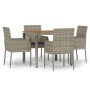 5-piece garden dining set with gray synthetic rattan cushions by vidaXL, Garden sets - Ref: Foro24-3185018, Price: 351,07 €, ...