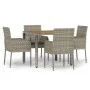 5-piece garden dining set with gray synthetic rattan cushions by vidaXL, Garden sets - Ref: Foro24-3185018, Price: 328,60 €, ...