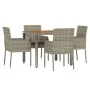 5-piece garden dining set with gray synthetic rattan cushions by vidaXL, Garden sets - Ref: Foro24-3185018, Price: 328,60 €, ...