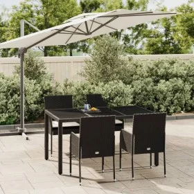 5-teiliges Gartenmöbel-Set mit schwarzen synthetischen Rattankissen von vidaXL, Gartensets - Ref: Foro24-3185001, Preis: 396,...