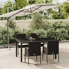 5-teiliges Gartenmöbel-Set mit schwarzen synthetischen Rattankissen von vidaXL, Gartensets - Ref: Foro24-3185001, Preis: 382,...