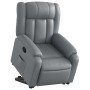 Sillón reclinable elevable cuero artificial gris