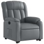 Sillón reclinable elevable cuero artificial gris