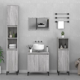 Set de muebles de baño 3 pzas madera contrachapada gris sonoma de vidaXL, Muebles de baño - Ref: Foro24-3185595, Precio: 169,...