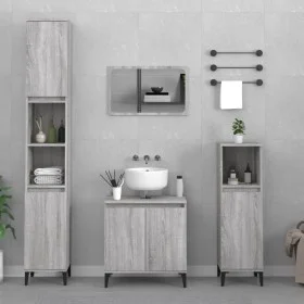 Sonoma gray plywood 3-piece bathroom furniture set by vidaXL, Bathroom furniture - Ref: Foro24-3185595, Price: 173,01 €, Disc...