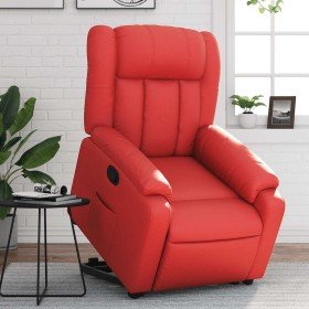 Sillón reclinable elevable cuero artificial rojo