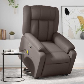 Sillón reclinable de masaje de pie de cuero sintético marrón