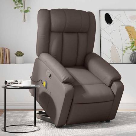 Sillón reclinable de masaje de pie de cuero sintético marrón