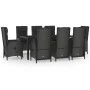 9-teiliges Garten-Essset und schwarze Kissen aus synthetischem Rattan von vidaXL, Gartensets - Ref: Foro24-3185067, Preis: 1,...
